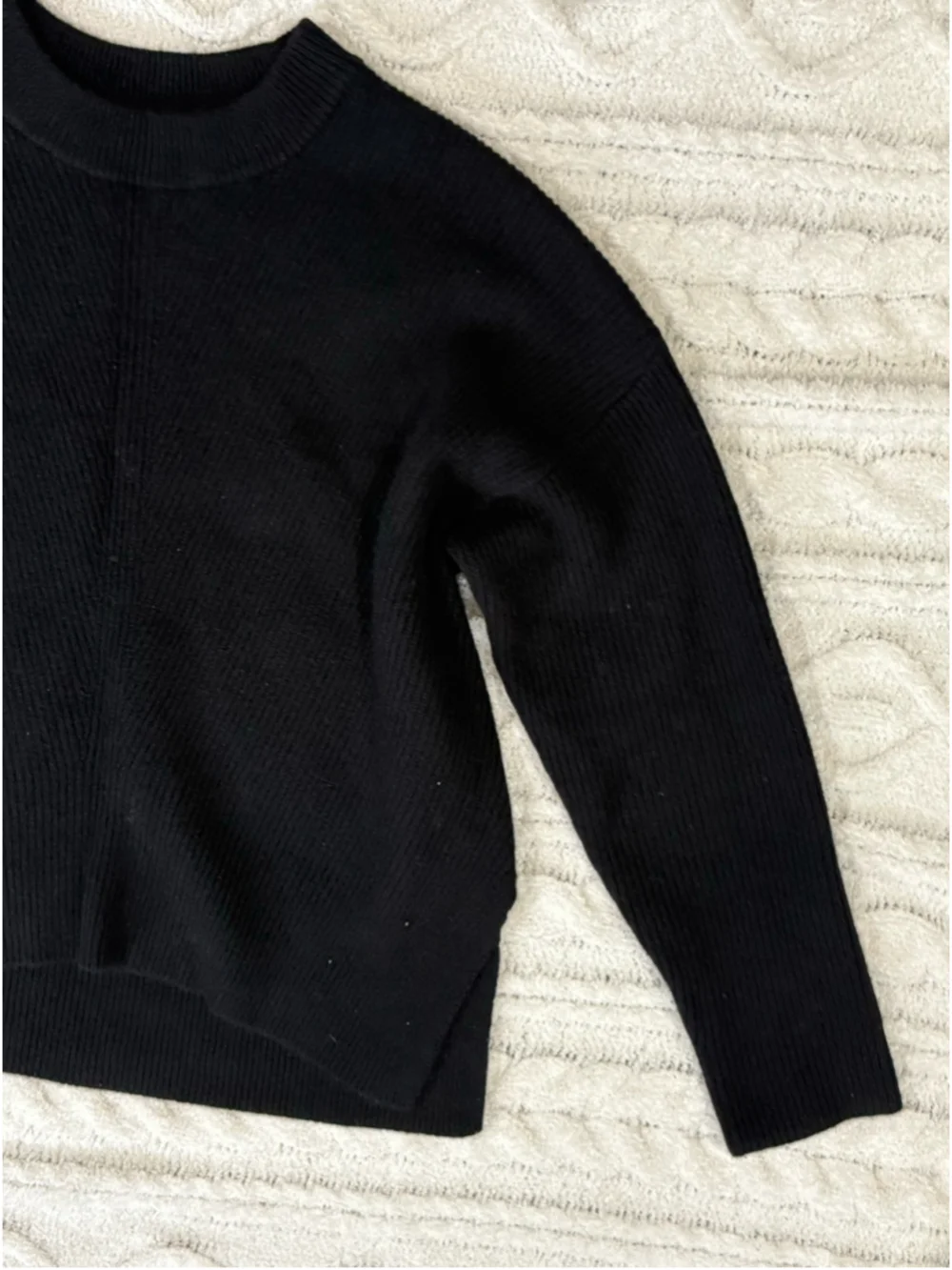 Everlane Black Cashmere Ribbed Crew Neck Sweater Small